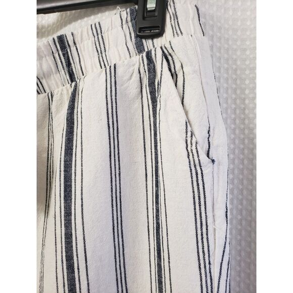 H&H by Harmony & Havoc Womens Pants Size Medium Blue White Stripe Nautical Linen - Picture 3 of 6